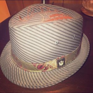 Goorin Bros Striped Fedora w/ Embroidered Elephant